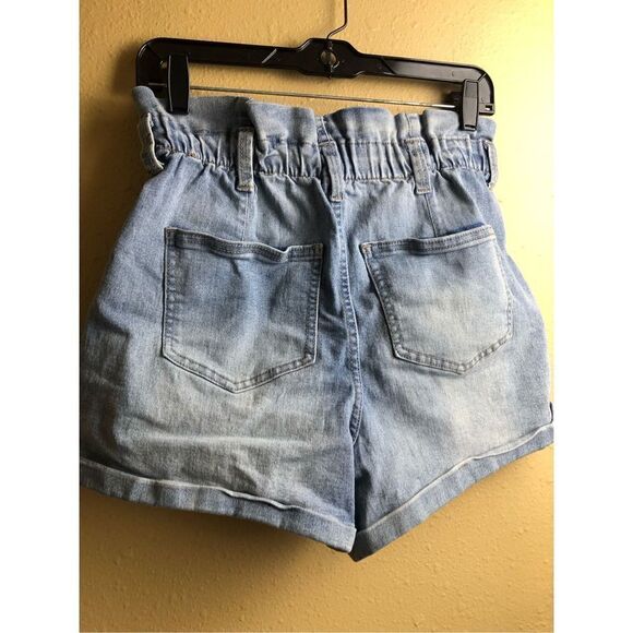 NO BOUNDARIES Paper Bag Waist Jean Shorts Size M (7-9) - Picture 5 of 9